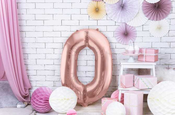 Ballon chiffre rose pastel hélium 86 cm pour décoration anniversaire