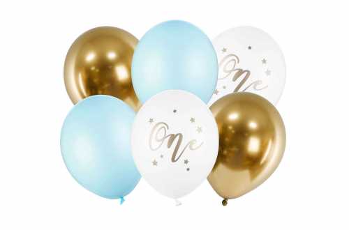 Ballon Chiffre 1 - Bleu - Avec Couronne Or - Décorations Anniversaire