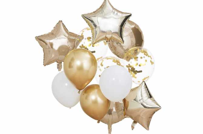 Partydeco Ballon en aluminium Happy Birthday Doré/Noir