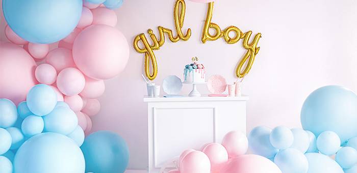 Sexe Reveal Ballon décoration - Baby Shower rose et bleu papier