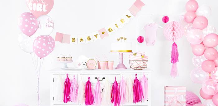 Pique décoration gâteau rose clair doré baby shower princesse